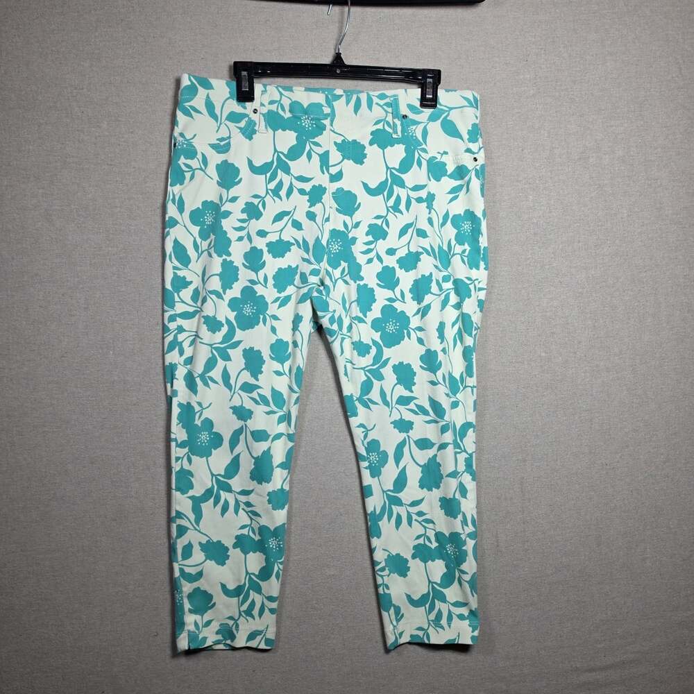 Time and Tru Womens Tropical Floral Capri Pants teal green Color Size XXL 20
